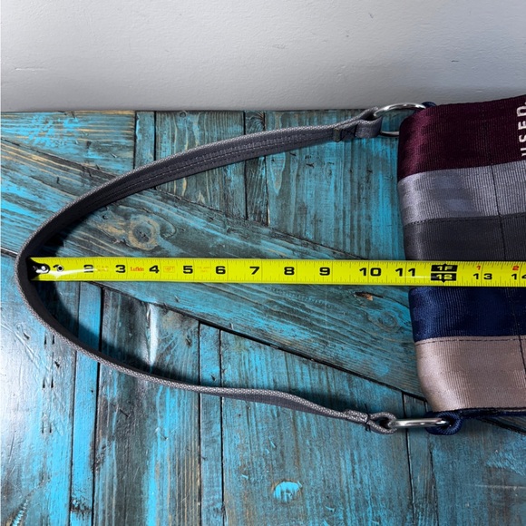 U.S.E.D. Recycled Seatbelt Flap Close Mini Purse - Picture 12 of 14